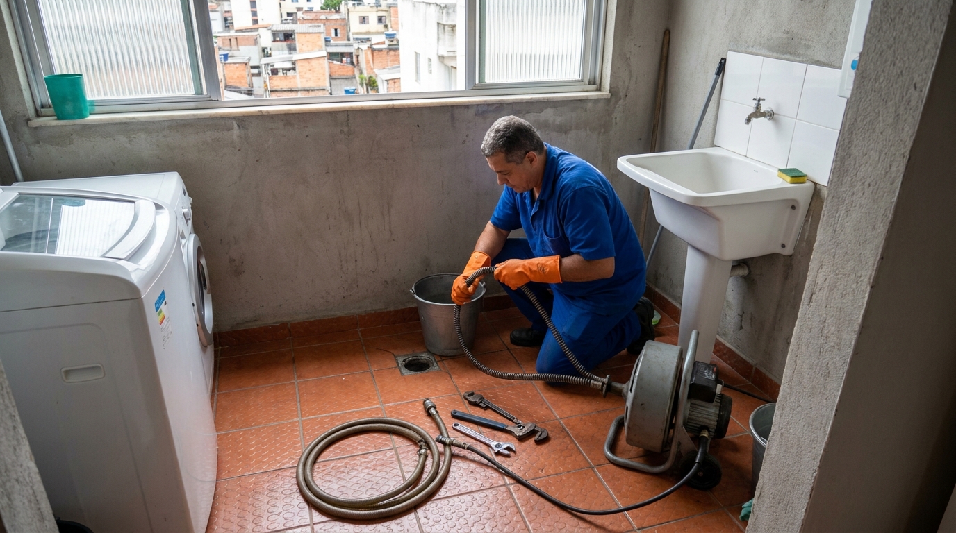 Desentupimento de ralo com equipamento em Serra‑ES