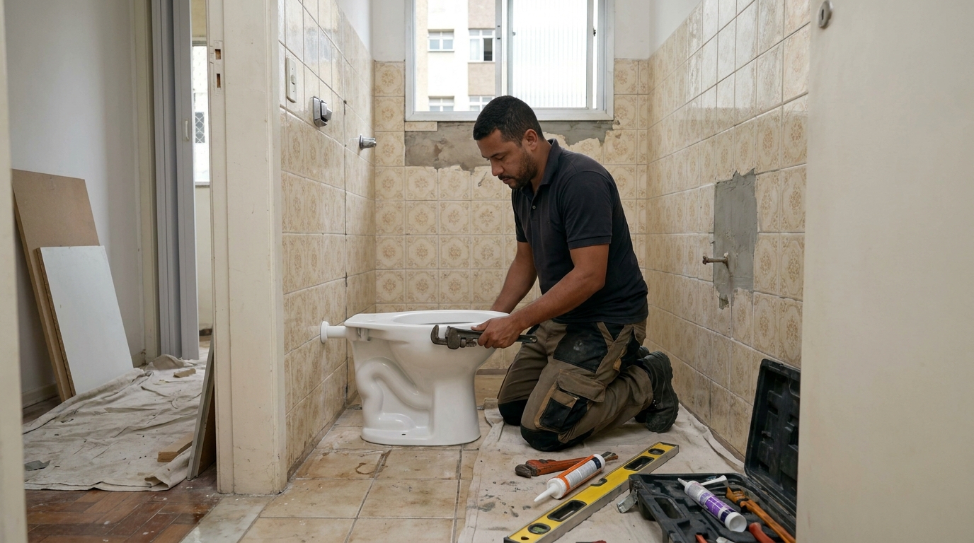 Instalação de vaso sanitário profissional em Serra‑ES